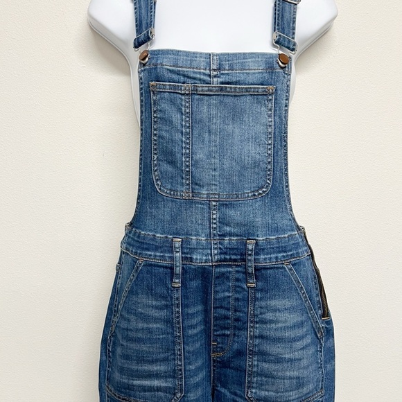 Madewell Womens Jansing Medium Wash Skinny Pocketed Side Zip Overalls Size M - Picture 3 of 8